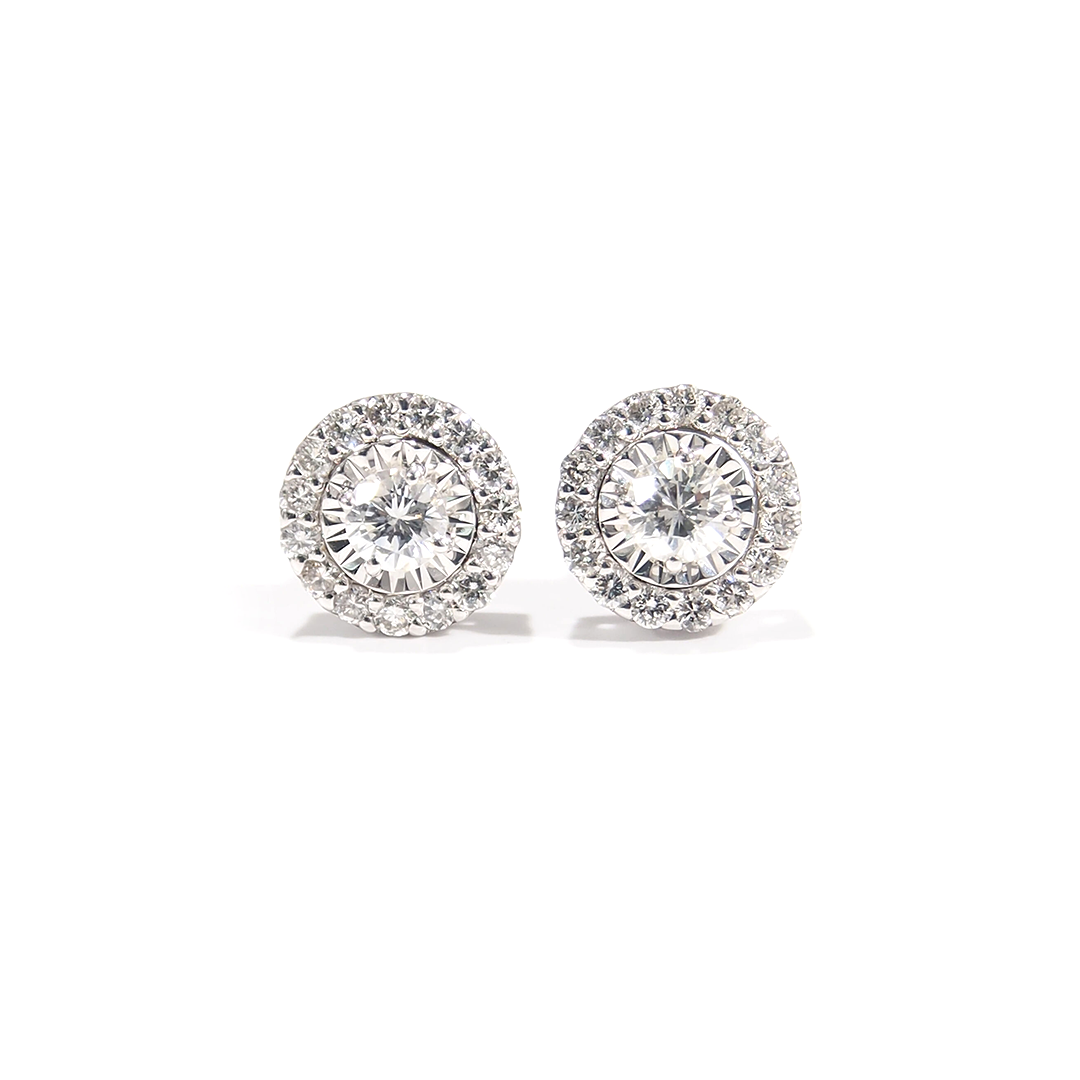 Diamond Cluster Stud Earrings
