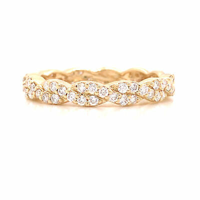 14K Diamond Twist Band Yellow Gold