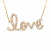 14K Diamond Script LOVE Necklace Yellow Gold