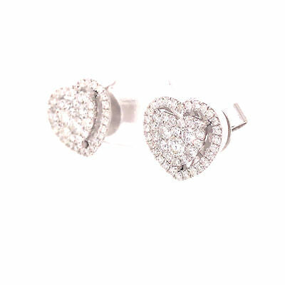 18K Diamond Heart Shape Cluster Earrings White Gold