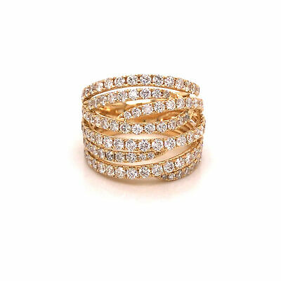 18K Diamond Crossover Band Yellow Gold