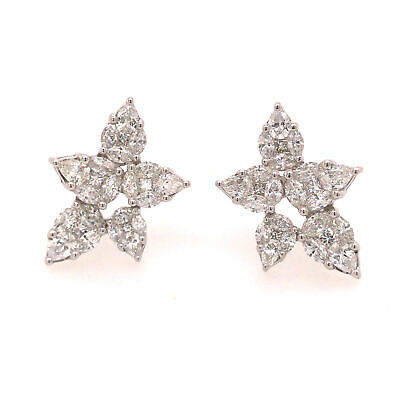 18K Diamond Cluster Earring White Gold