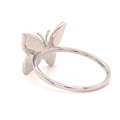 14K Diamond Pave Butterfly Ring White Gold