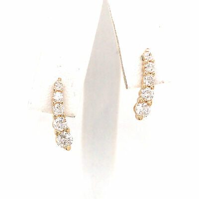 14K Diamond Graduate Stud Earrings Yellow Gold