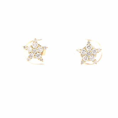 14K Diamond Pave Star Stud Earring Yellow Gold