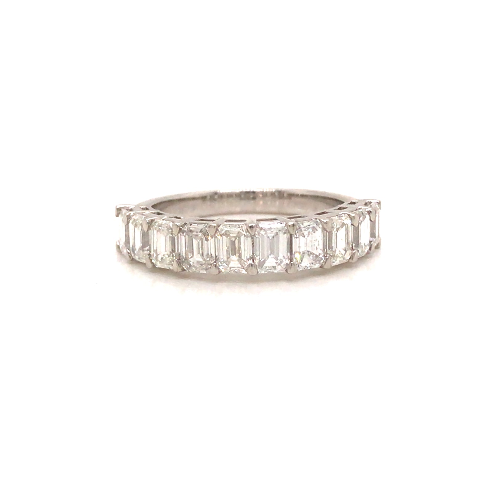 14K Emerald Cut Diamond Halfway Eternity Band White Gold