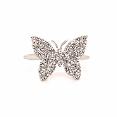 14K Diamond Pave Butterfly Ring White Gold
