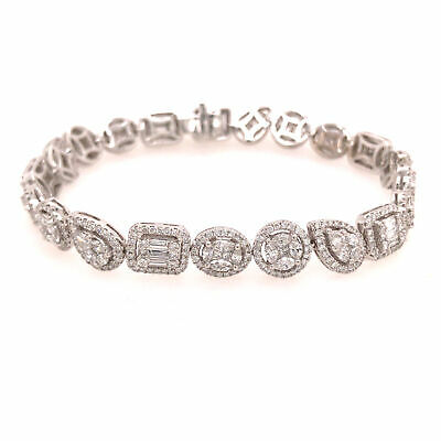 18K Diamond Cluster Line Bracelet White Gold