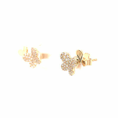 14K Diamond Pave and Gold Butterfly Earrings Yellow Gold