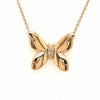 14K Butterfly Diamond Pendant Yellow Gold