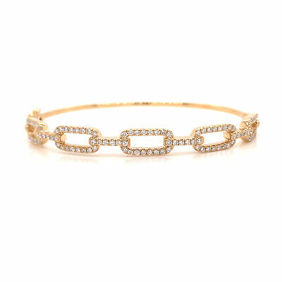14K Diamond Link Bangle Bracelet Yellow Gold