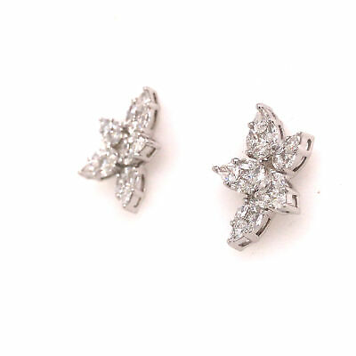 18K Diamond Cluster Earring White Gold