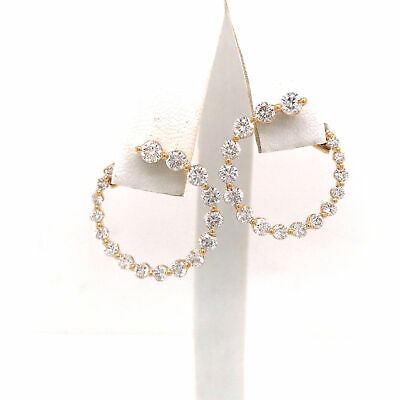 14K Diamond Circular Hoop Earring Yellow Gold