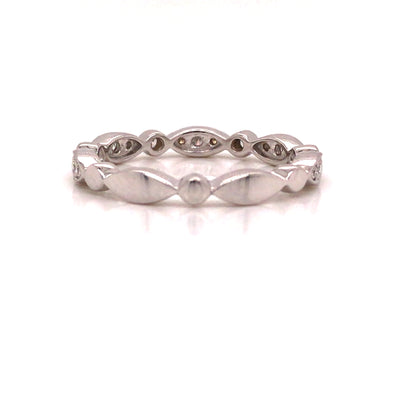 14K Marquise and Round Shape Band White Gold