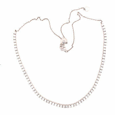 14K Diamond Tennis Adjustable Length Necklace White Gold