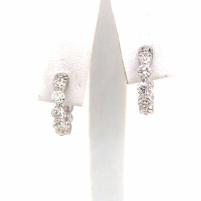 14K Diamond Huggie Earrings White Gold