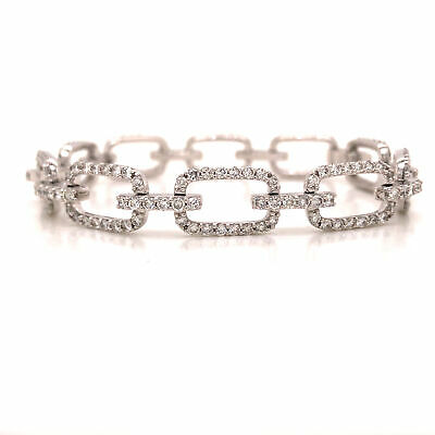 18K Diamond Link Bracelet White Gold