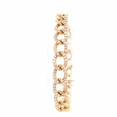 14K Diamond Link Bracelet Yellow Gold
