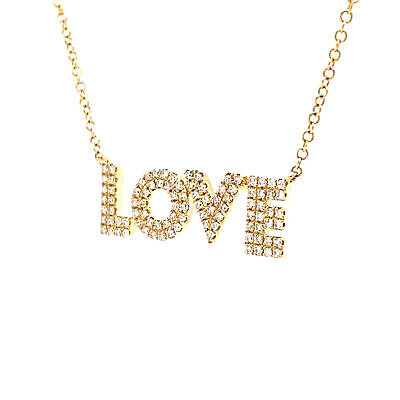 14K Diamond 'LOVE' Necklace Yellow Gold