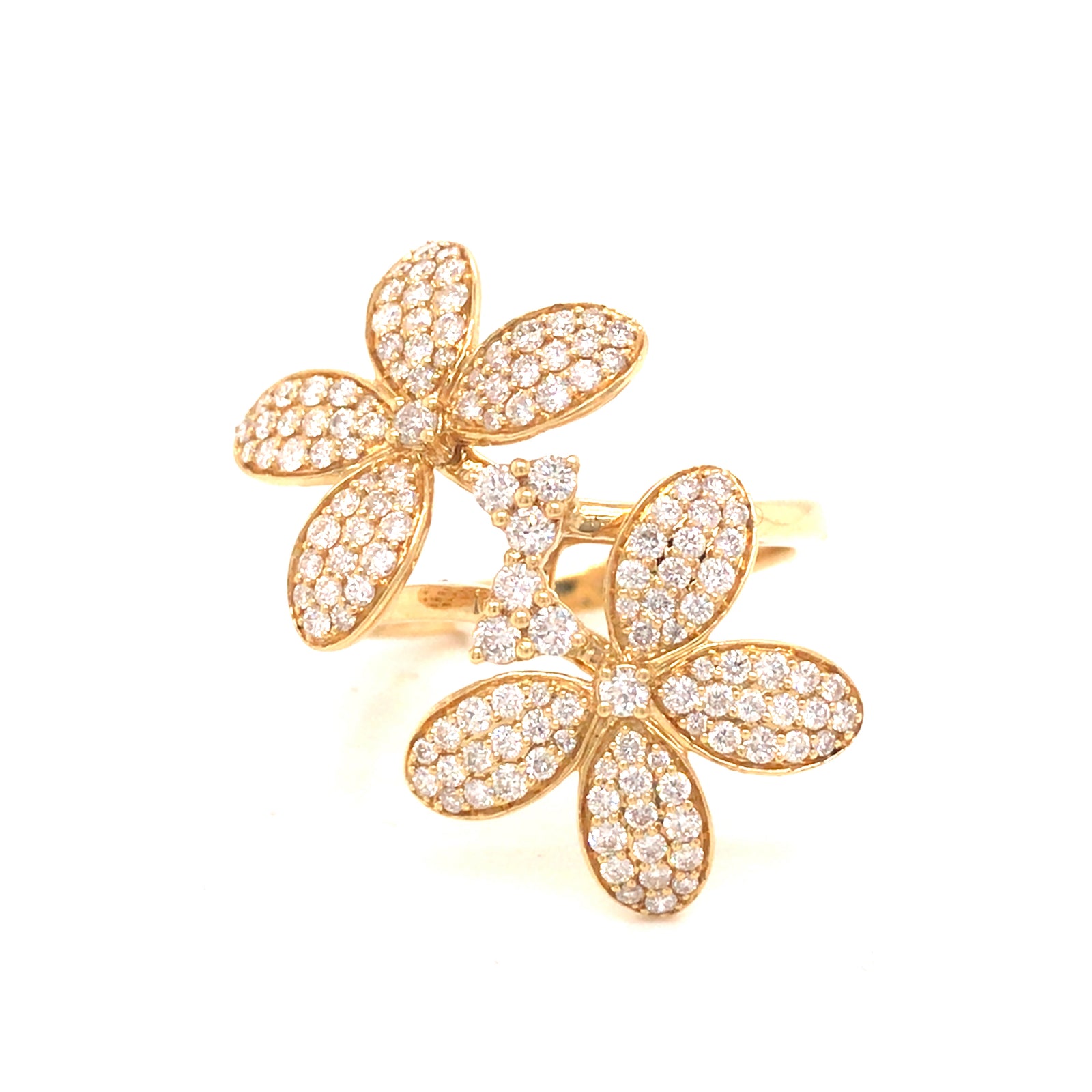 18K Diamond Butterfly Ring Yellow Gold 1.09ctw