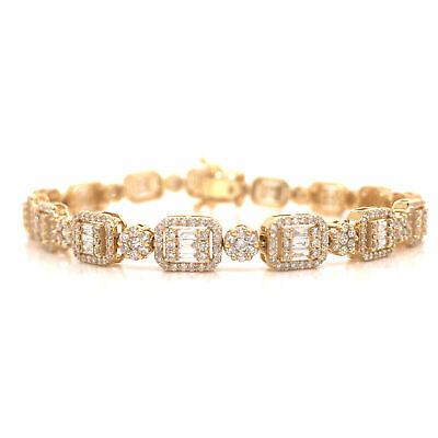 18K Diamond Cluster Line Bracelet Yellow Gold