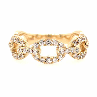 14K Diamond Link Band Yellow Gold