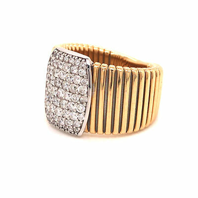 14K Wide Diamond Pave Cluster Band Two-Tone Gold