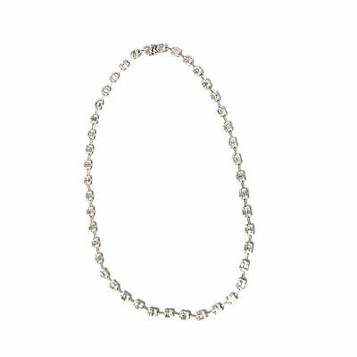 18K Multi Shape Diamond Cluster Station Necklace White Gold
