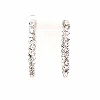14K 2.0 Carat Diamond Oval In/Out Hoop Earrings White Gold