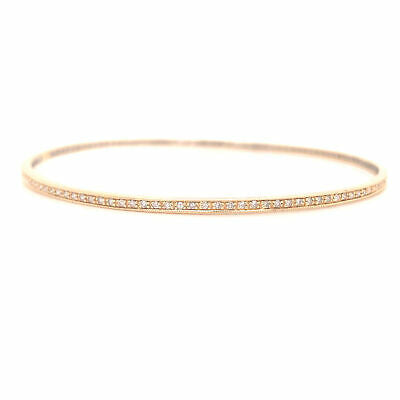 14K Diamond Channel Set Thin Bangle Yellow Gold