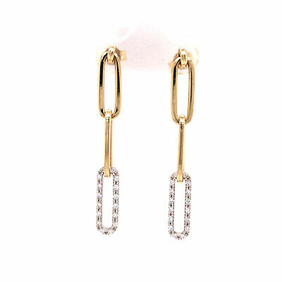 14K Pave Diamond Link Earring Two-Tone Gold