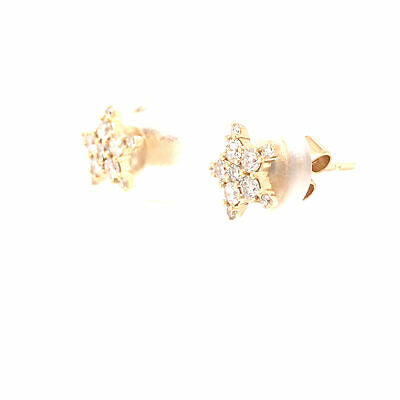 14K Diamond Pave Star Stud Earring Yellow Gold