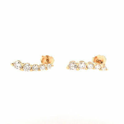 14K Diamond Graduate Stud Earrings Yellow Gold