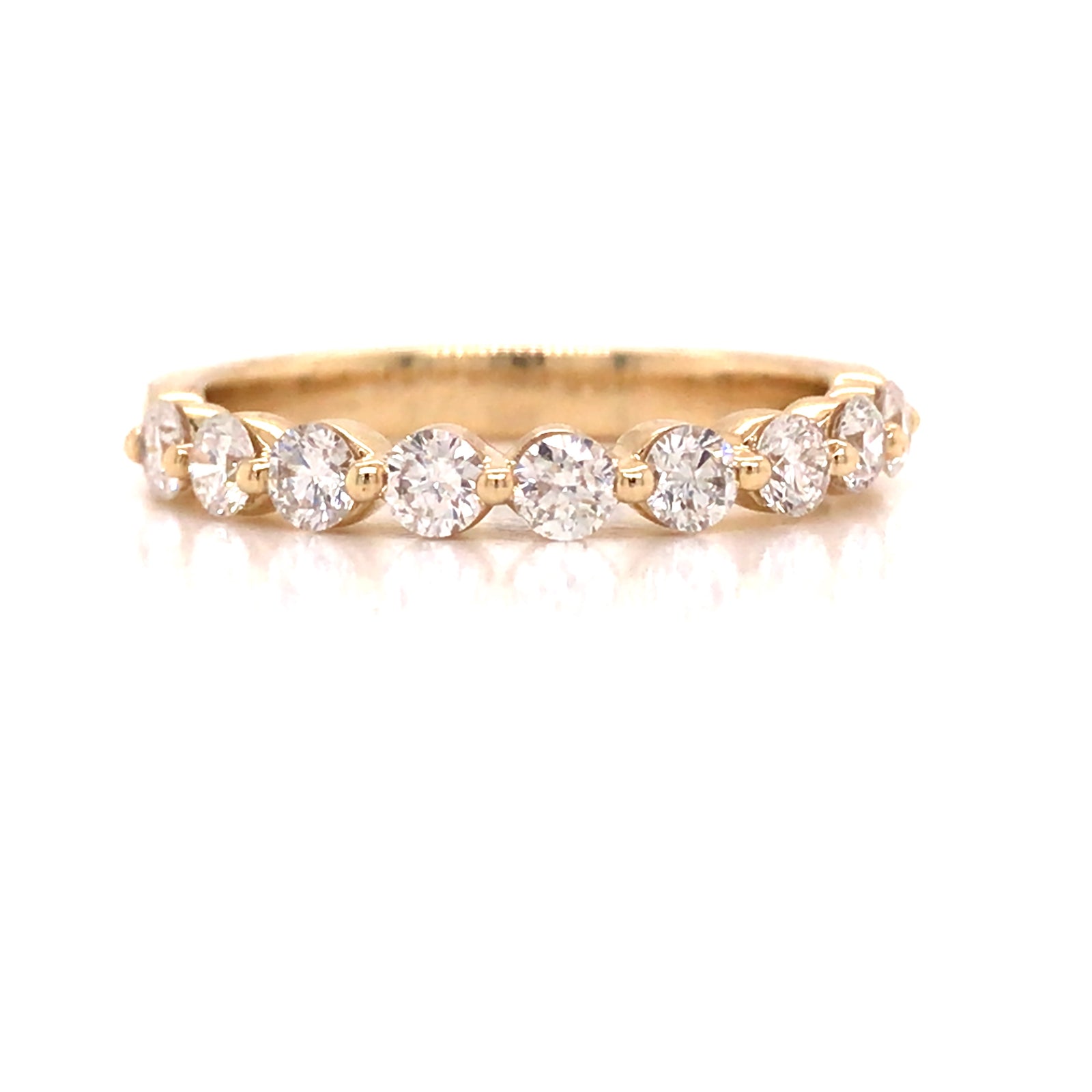 14K Round Diamond Halfway Eternity Band Yellow Gold