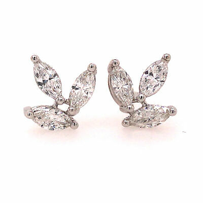 18K Marquise Diamond Earrings White Gold
