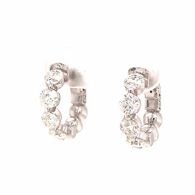 14K Diamond 1/2-inch Hoop Earring White Gold