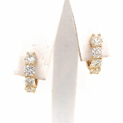 14K Diamond Huggie Earrings Yellow Gold