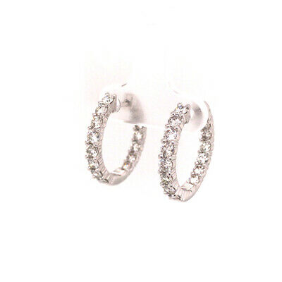 14K 2.0 Carat Diamond In/Out Hoop Earrings in White Gold