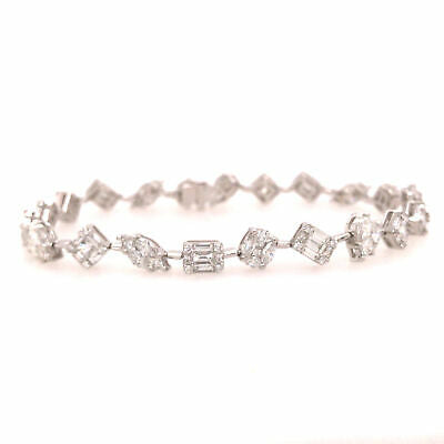 18K Multi Shape Cluster Diamond Bracelet White Gold
