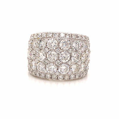 18K Wide 5-Row Diamond Band White Gold