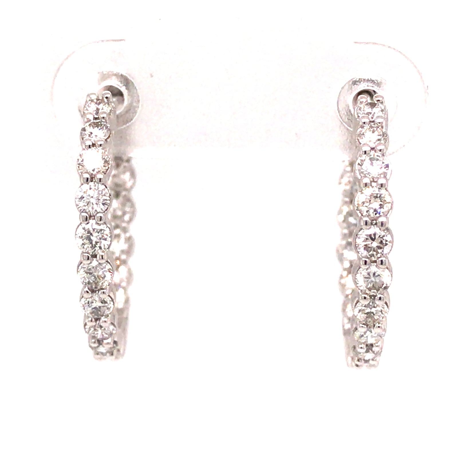 14K 1.0 Carat Diamond In/Out Hoop Earrings White Gold
