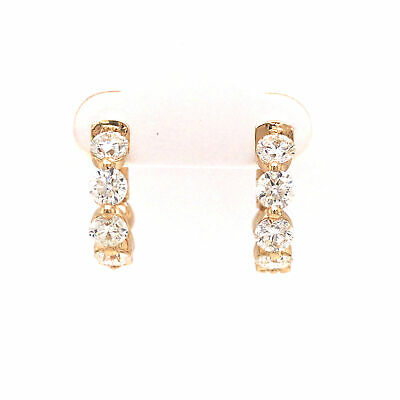 14K Diamond 1/2-inch Hoop Earring Yellow Gold
