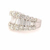 14K Round and Baguette Diamond Wide Band White Gold