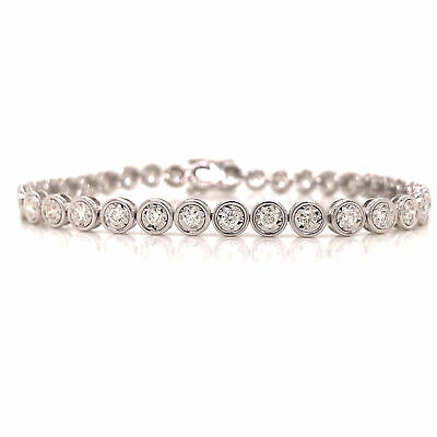 14K Diamond Bezel Tennis Bracelet White Gold