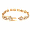 18K Round and Baguette Diamond Cluster Line Bracelet Yellow Gold