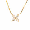 18K Marquise Diamond Flower Pendant Necklace Yellow Gold