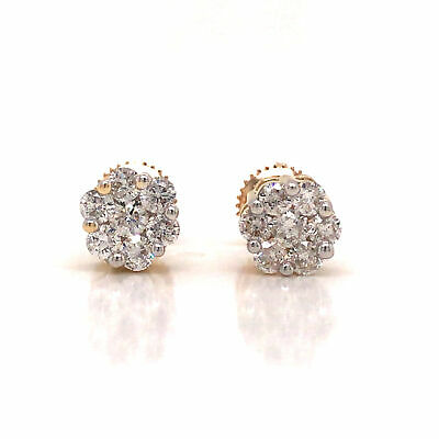 14K Diamond Cluster Earring Yellow Gold