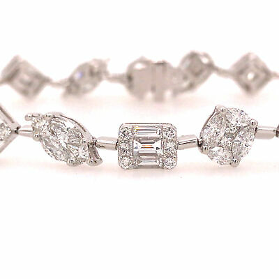 Cluster Flower Link Diamond Bracelet Available In White Yellow And Rose