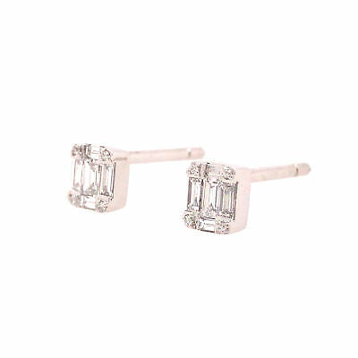 14K  Diamond Cluster Earring Studs White Gold