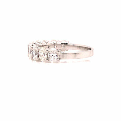 14K Oval Diamond Halfway Eternity Band White Gold